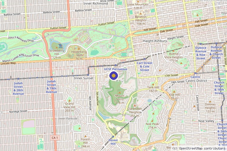 Map showing the location of Eli and Edythe Broad Center of Regeneration Medicine and Stem Cell Research in San Francisco, CA