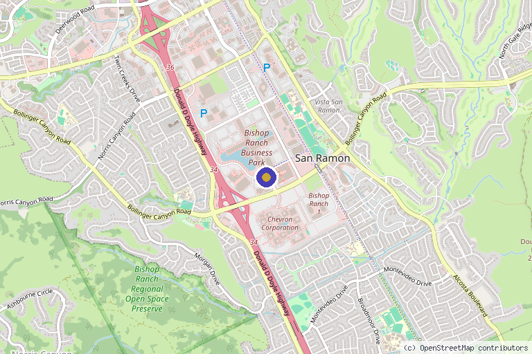 Map showing the location of Luxe & Posh Aesthetics & Wellness in San Ramon, CA