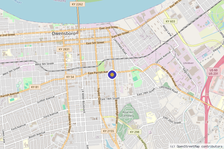 Map showing the location of Rejuve Medical Spa in Owensboro, KY