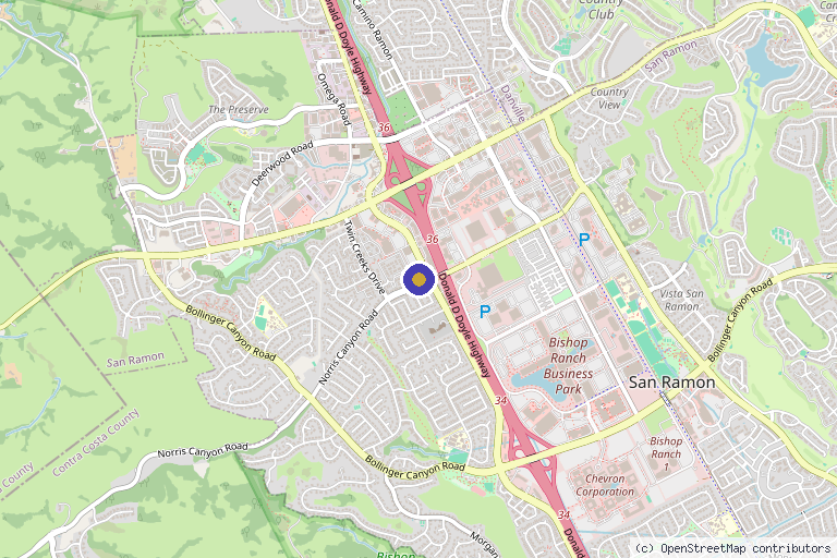 Map showing the location of Golden State Medical Center in San Ramon, CA