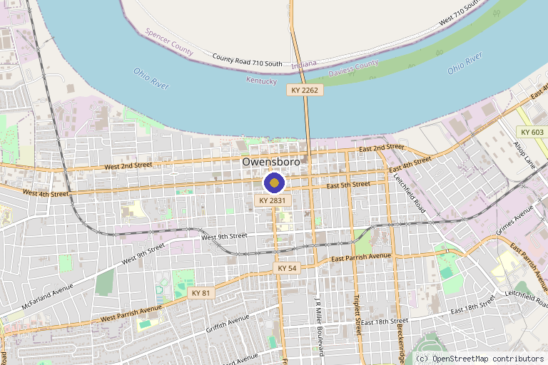 Map showing the location of The Skin Lab in Owensboro, KY