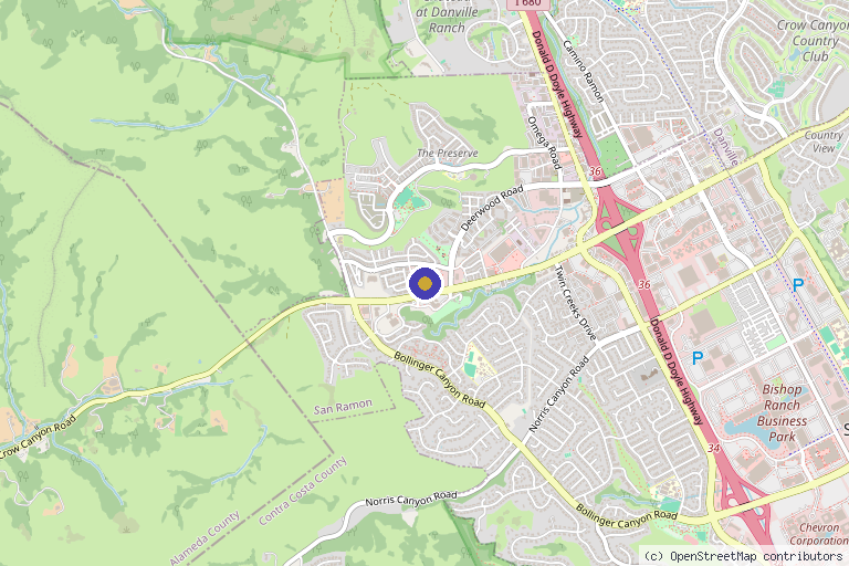 Map showing the location of Bay Area Medical Group - San Ramon in San Ramon, CA
