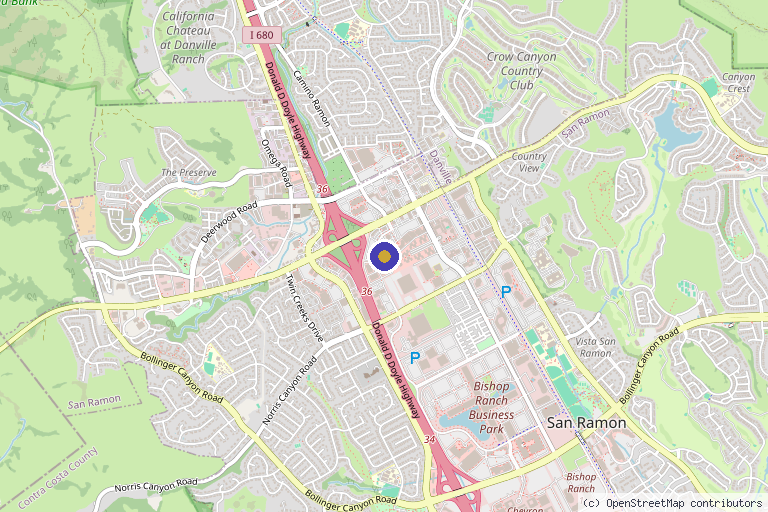 Map showing the location of Transcend Medical Aesthetics in San Ramon, CA