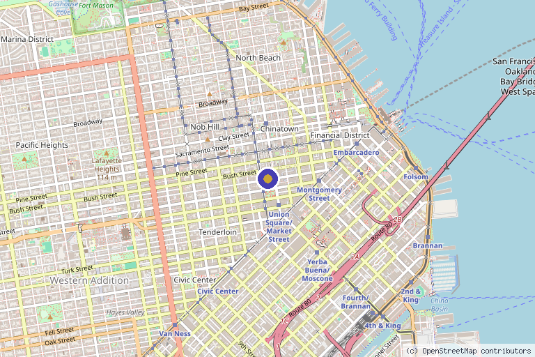 Map showing the location of CRISSP Physical Longevity Clinic in San Francisco, CA