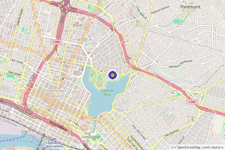 Map showing the location of Aesthetic Laser & Skin Care in Oakland, CA