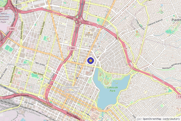 Map showing the location of Nourish Aesthetics & Wellness in Oakland, CA