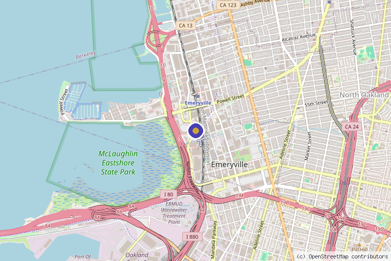 Map showing the location of Monroe Aesthetics in Emeryville, CA