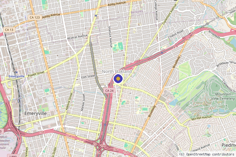 Map showing the location of Drip Refresh Mobile IV Therapy - Oakland & Berkeley in Oakland, CA