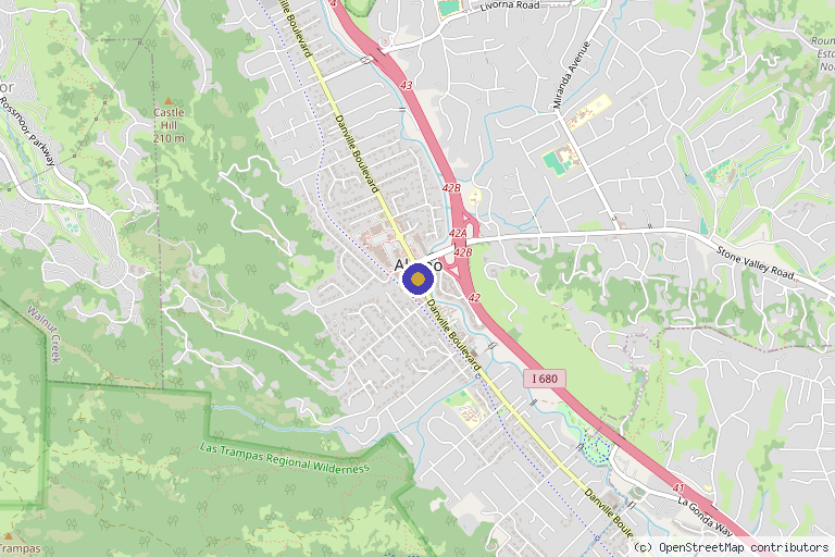 Map showing the location of PrimeMed CA in Alamo, CA