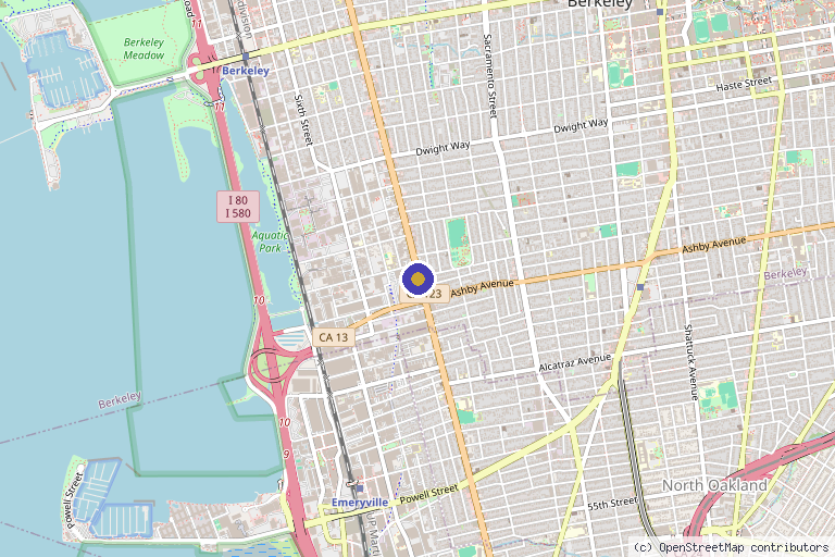 Map showing the location of Nanotein Technologies in Berkeley, CA
