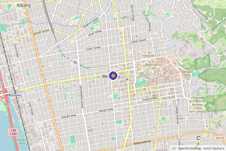 Map showing the location of Avena Aesthetics in Berkeley, CA