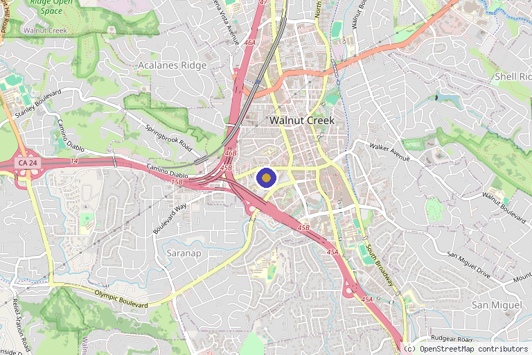 Map showing the location of Encore Medspa in Walnut Creek, CA