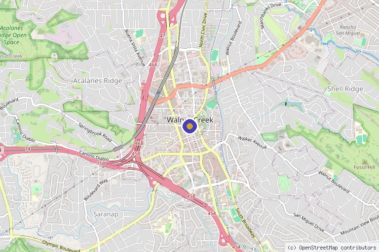 Map showing the location of V Aesthetics in Walnut Creek, CA