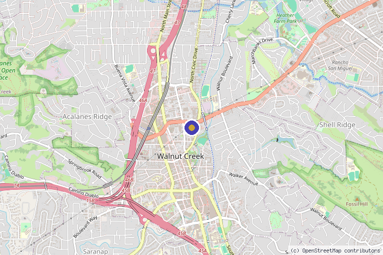 Map showing the location of Beyond Beauty Med Spa in Walnut Creek, CA