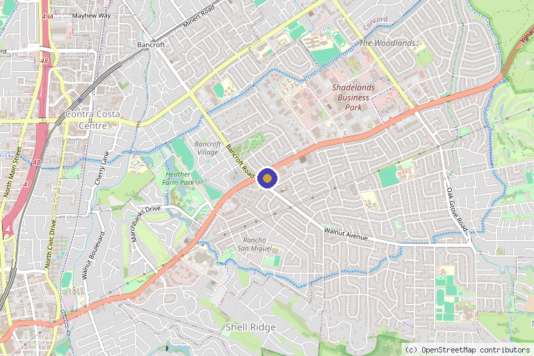 Map showing the location of Aesthetx Haus in Walnut Creek, CA