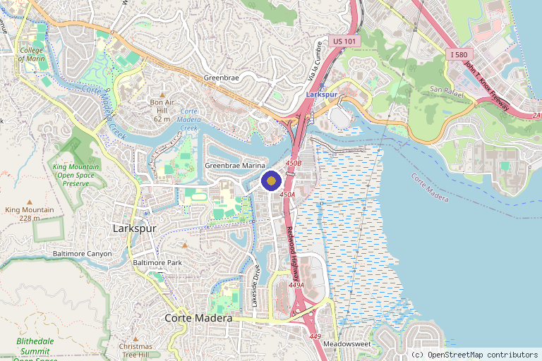 Map showing the location of Pain Medicine Consultants in Corte Madera, CA