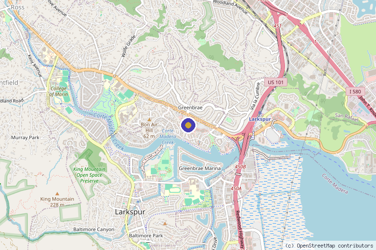 Map showing the location of PowerMD Medical Aesthetic Treatments in Marin County in Greenbrae, CA