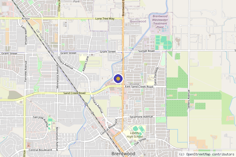 Map showing the location of Golden State Aesthetics in Brentwood, CA