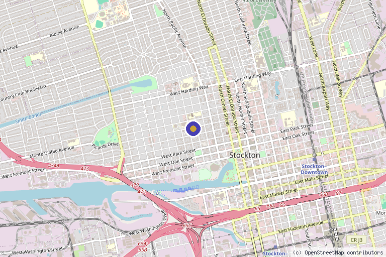 Map showing the location of LifeTreat Urgent Care & Wellness Center in Stockton, CA