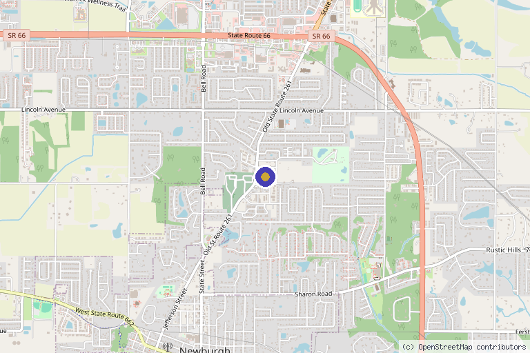 Map showing the location of Rx Aesthetics in Newburgh, IN
