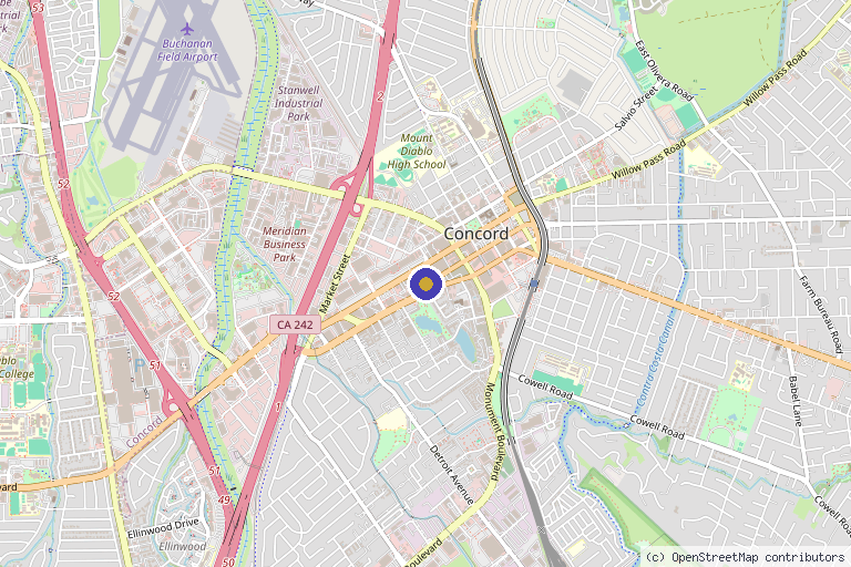 Map showing the location of Golden State Orthopedics & Spine in Concord, CA