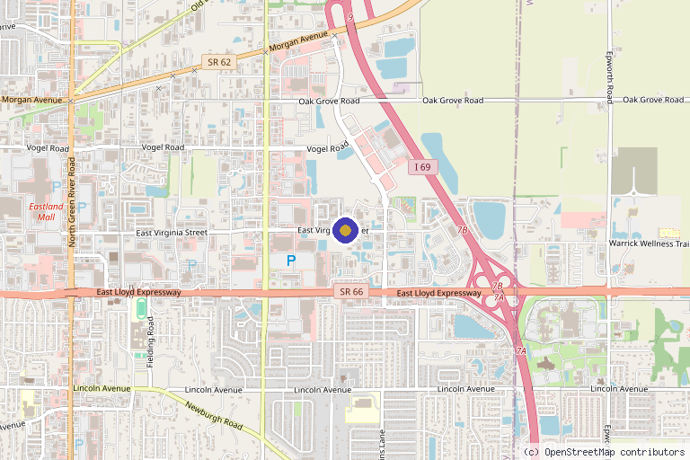 Map showing the location of Medical in Evansville, IN
