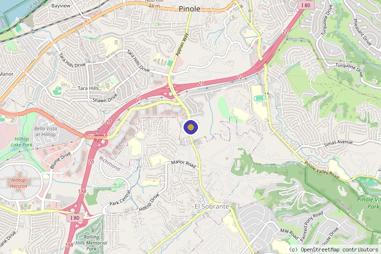 Map showing the location of Glow&Vibe in Pinole, CA