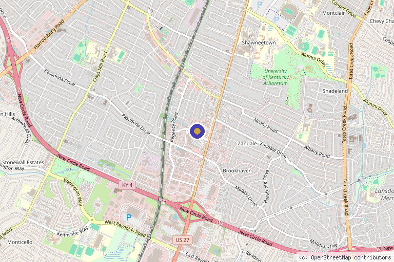 Map showing the location of 4esthetics Lounge in Lexington, KY