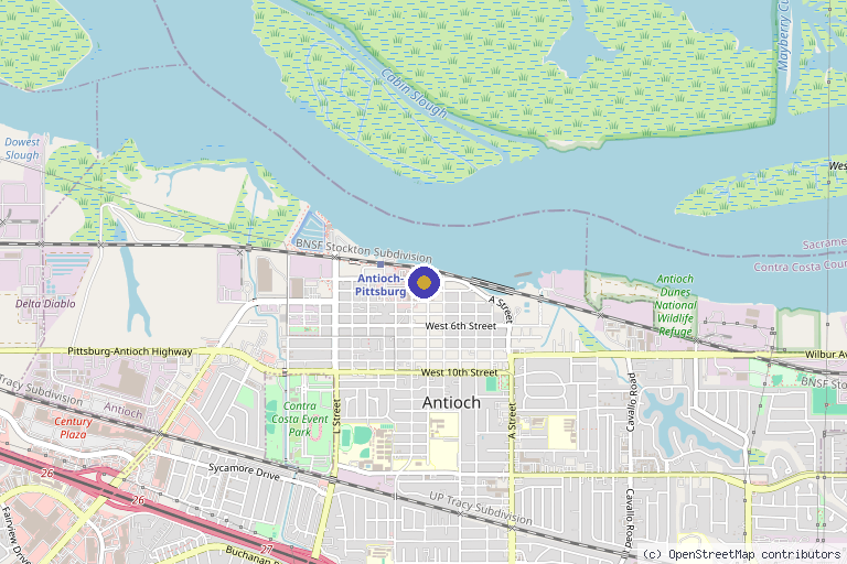 Map showing the location of Omani Beauty & Wellness in Antioch, CA