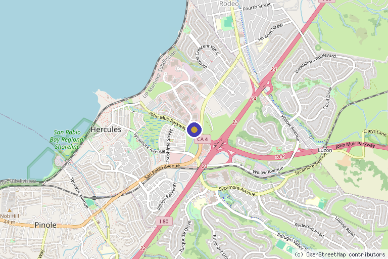 Map showing the location of Dermatology Associates of the Bay Area in Hercules, CA