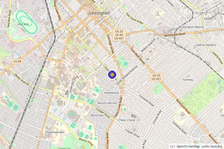 Map showing the location of Neurofeedback Wellness Institute in Lexington, KY