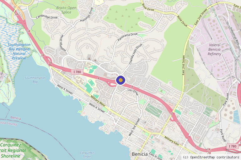 Map showing the location of Benicia Medical Aesthetics in Benicia, CA