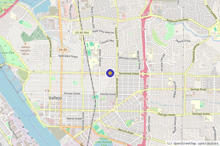 Map showing the location of Infinity Anti-Aging and Rejuvenation Ctr in Vallejo, CA