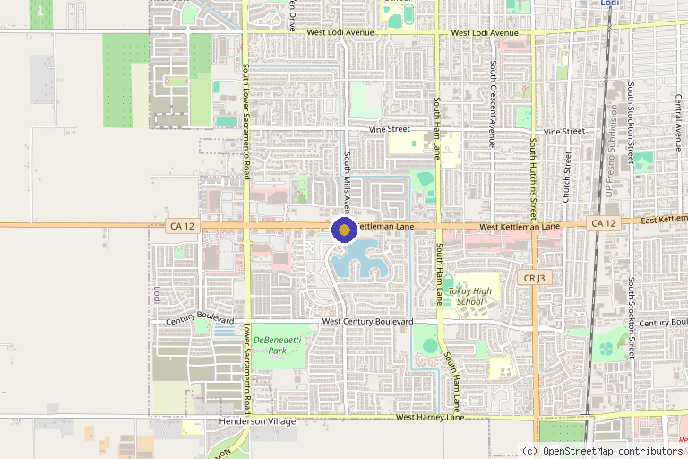 Map showing the location of Excel Physical Therapy in Lodi, CA