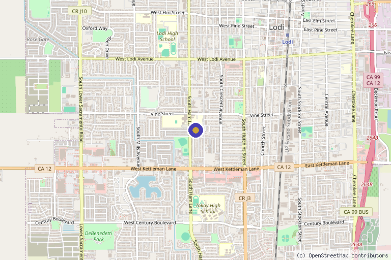 Map showing the location of Gill Aesthetic Institute in Lodi, CA