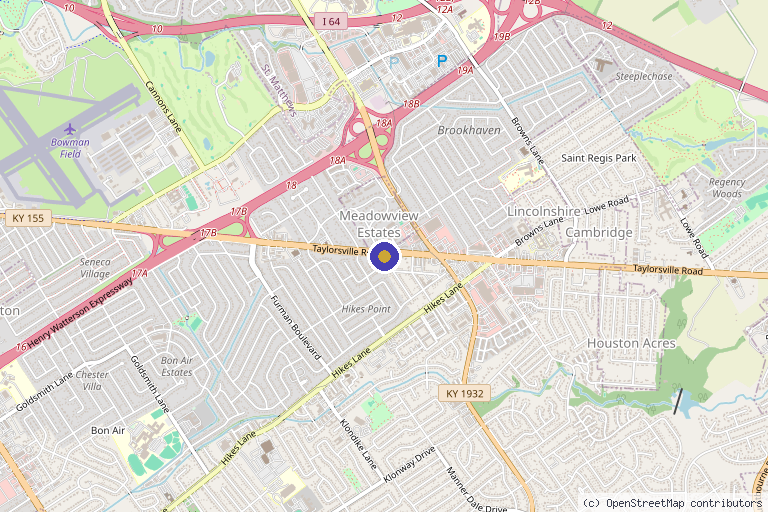 Map showing the location of Precision Skin Therapy in Louisville, KY