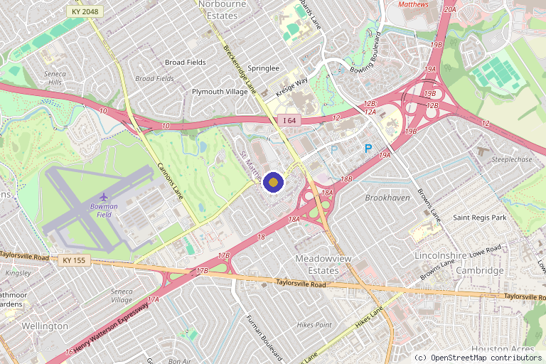 Map showing the location of Arthritis Knee Pain Centers Louisville in Louisville, KY