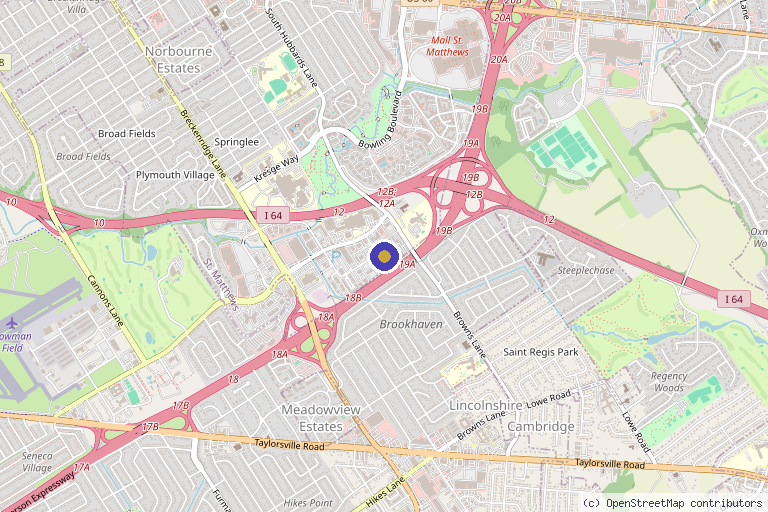 Map showing the location of Kentucky ctr. For regenerative med.q in Louisville, KY