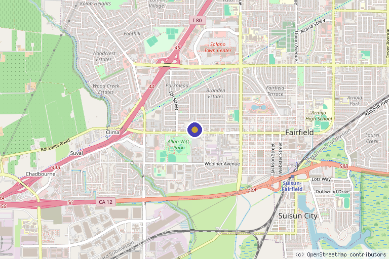 Map showing the location of Botux Lounge Aesthetic Spa in Fairfield, CA
