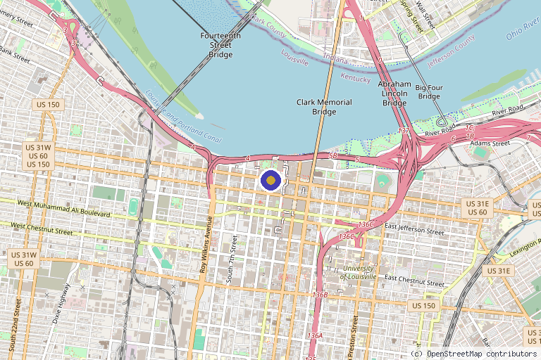 Map showing the location of National Stem Cell Foundation in Louisville, KY