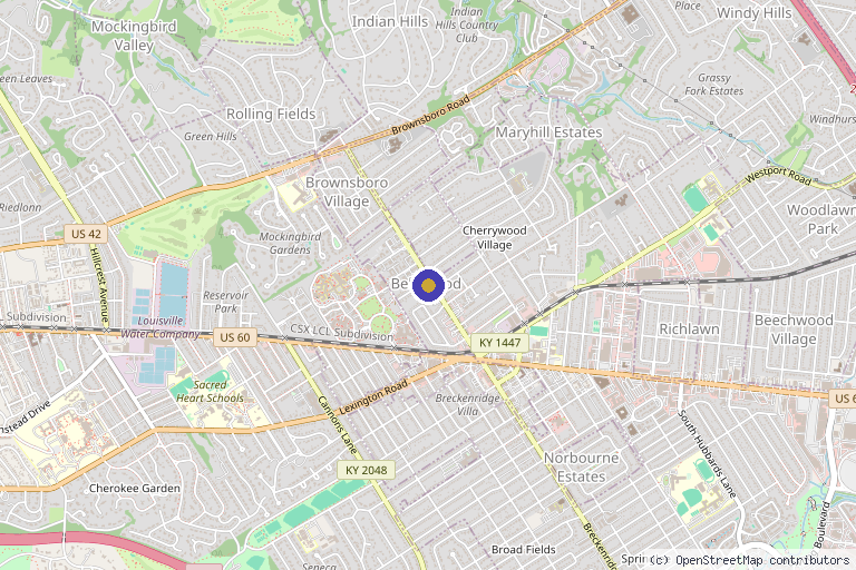 Map showing the location of Center For Beauty - Dr. Sean Maguire in Louisville, KY