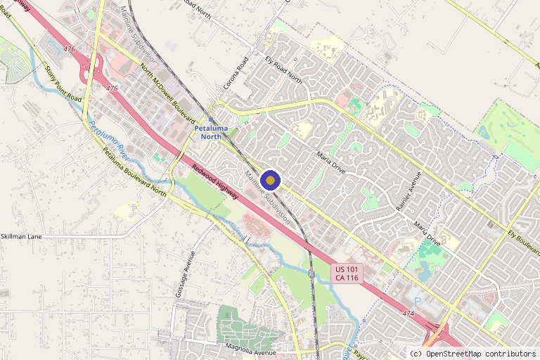 Map showing the location of Allume Med Spa in Petaluma, CA