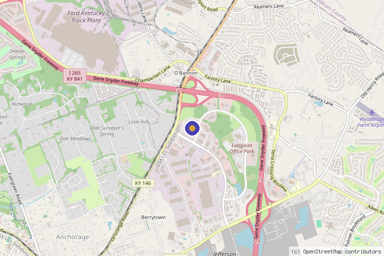 Map showing the location of Beyond Stem Cells Louisville in Louisville, KY