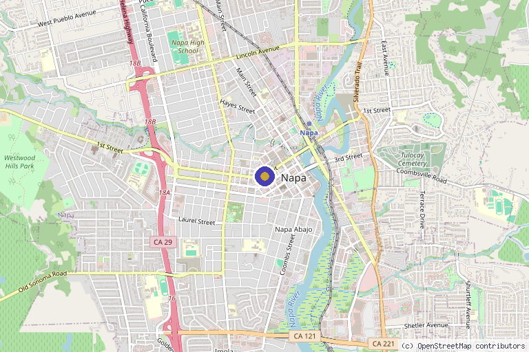 Map showing the location of Root Cause Wellness & Aesthetics in Napa, CA