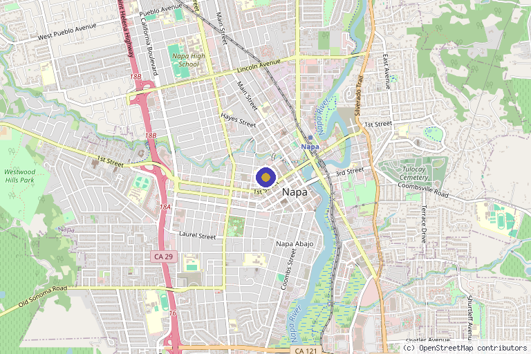 Map showing the location of Journey Wellness Center in Napa, CA
