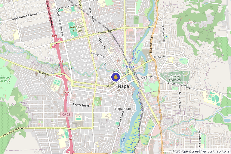 Map showing the location of Nude Medical Aesthetics in Napa, CA