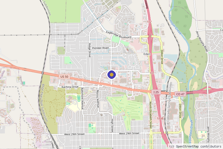 Map showing the location of Healogics, LLC in Pueblo, CO