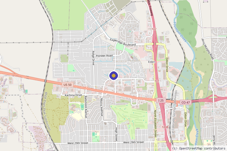 Map showing the location of Salt Day Spa in Pueblo, CO