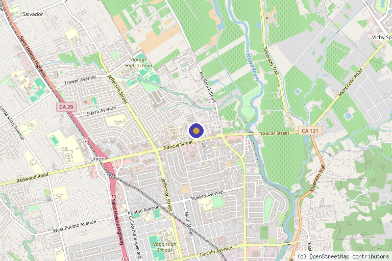 Map showing the location of Napa Pain Institute in Napa, CA
