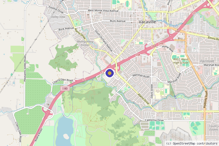 Map showing the location of Advanced Pain Management Institute in Vacaville, CA